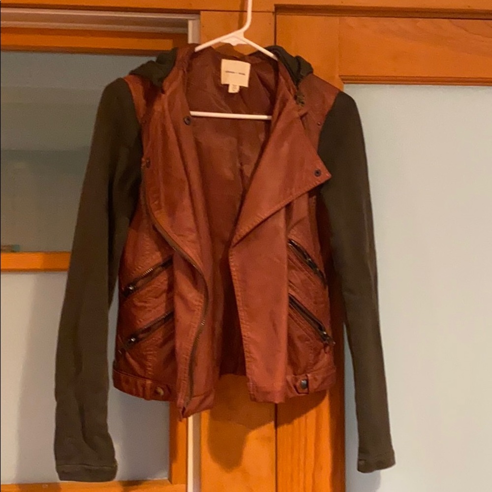 Zip Up Moro Hooded Jacket(not real leather)